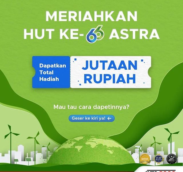 Kuis HUT-66 Astra Berhadiah Saldo Astrapay Total Rp 3.480.000