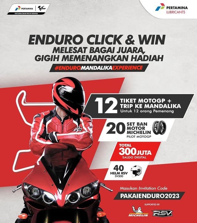 Undian Enduro Click & Win Berhadiah Tiket MotoGP, Ban, Helm, dll