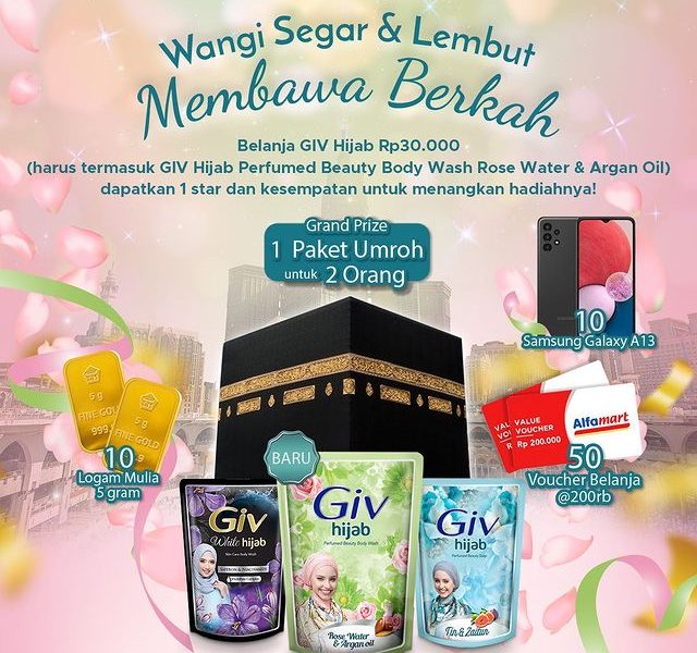 Undian Giv Hijab Alfamart Berhadiah Umroh, Hp, Emas, dll