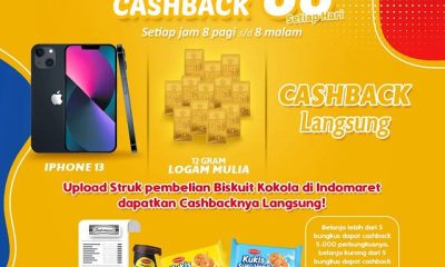 Undian Kokola Indomaret Cashback 88 Berhadiah Emas per Minggu