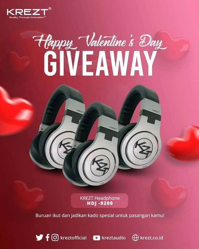 Valentine's Day Giveaway Berhadiah 3 Headphone KREZT HDJ-9200