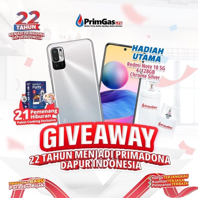 Giveaway 22 Tahun PrimGas LPG Berhadiah Redmi Note 10 5G