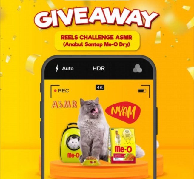Lomba Video Kucing ASMR Makan Me-O Berhadiah Astronot Bag