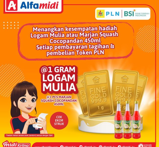 Promo PLN Alfamidi Berhadiah Langsung Emas & Produk Marjan