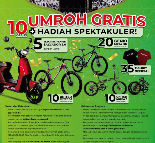 Undian United Bike 2023-2024 Berhadiah 10 Umroh & 45 Sepeda