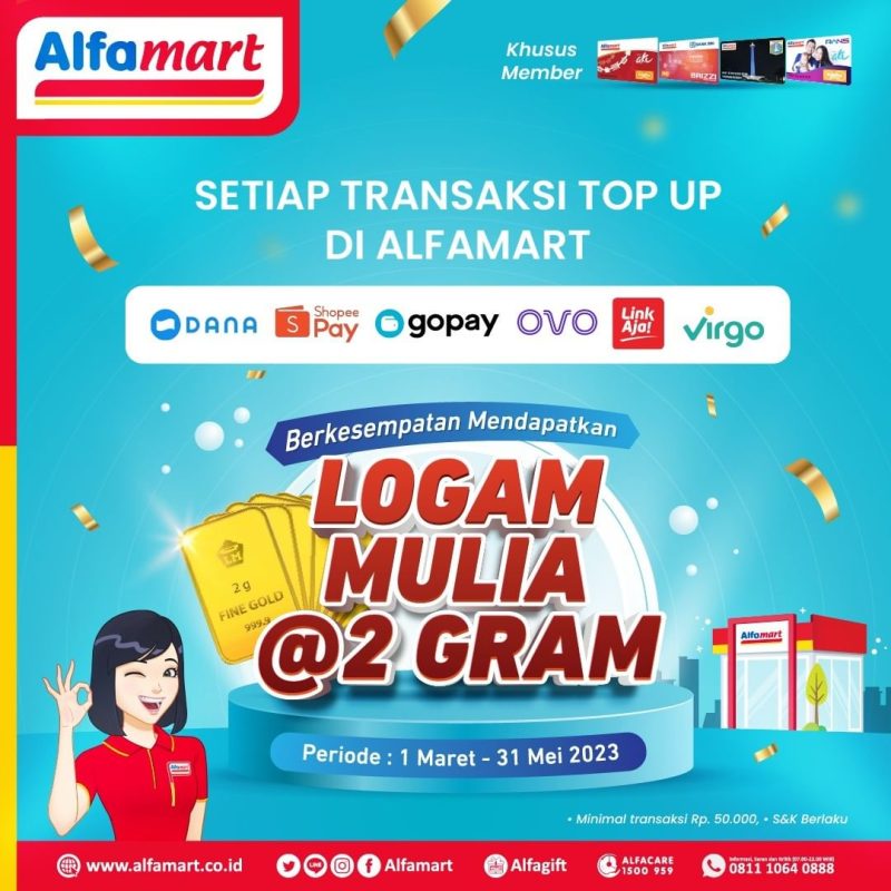 Promo Top Up E-Wallet di Alfamart Berhadiah Emas @ 2 Gram