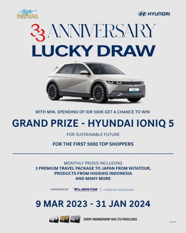 Undian Plaza Indonesia 33th Berhadiah Mobil Listrik Hyundai Ioniq 5