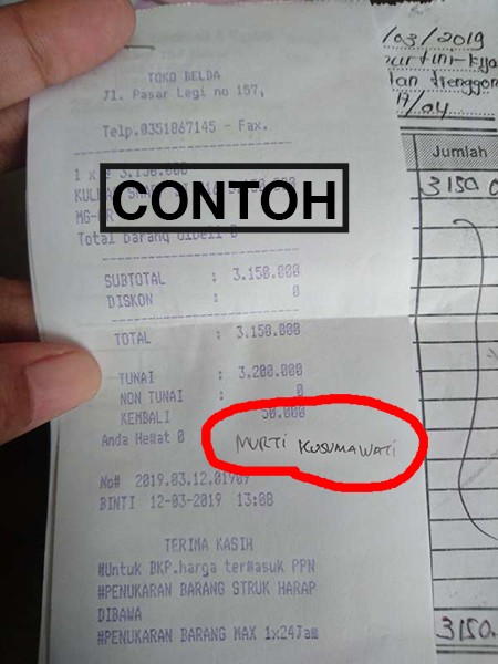 Contoh Kwitansi undian Sharptakuler jika tidak ada nama pembeli