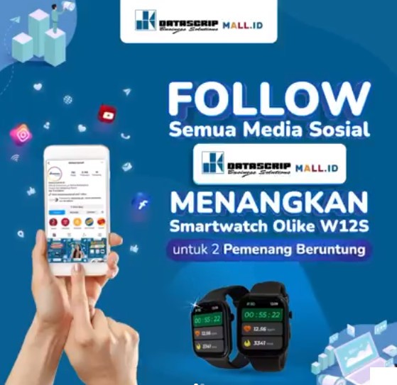 Kuis Follow Datascrip Mall Berhadiah 2 Smartwatch OLIKE W12S