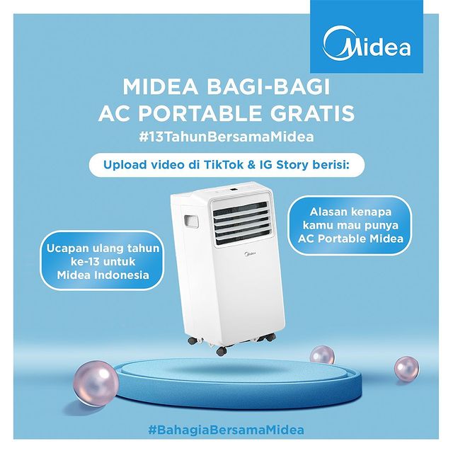 Lomba Video Ucapan 13 Tahun Midea Berhadiah 5 AC Portable