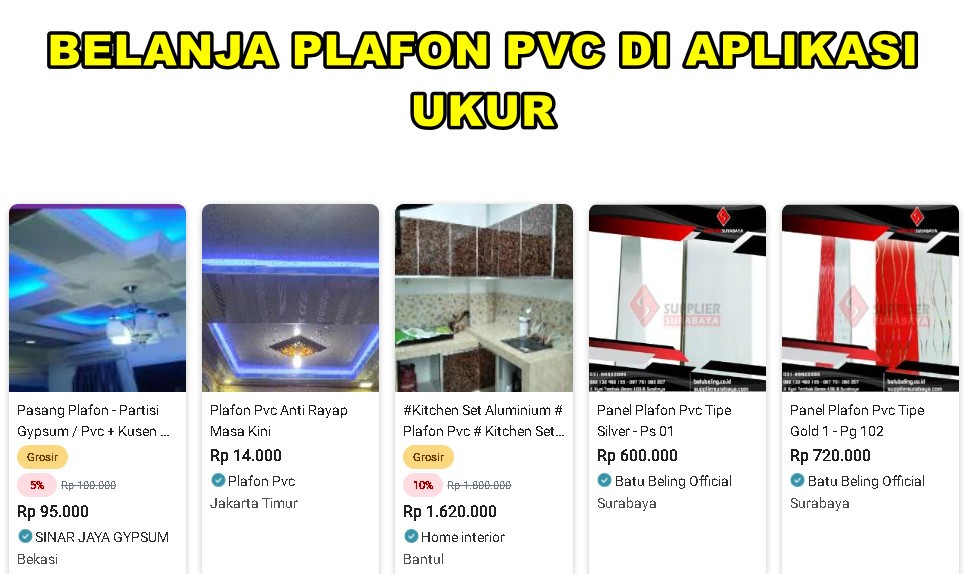 Belanja Plafon PVC di Ukur