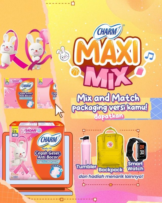 Charm Maxi Mix Challenge Berhadiah Smartwatch, Tas, Tumbler, dll