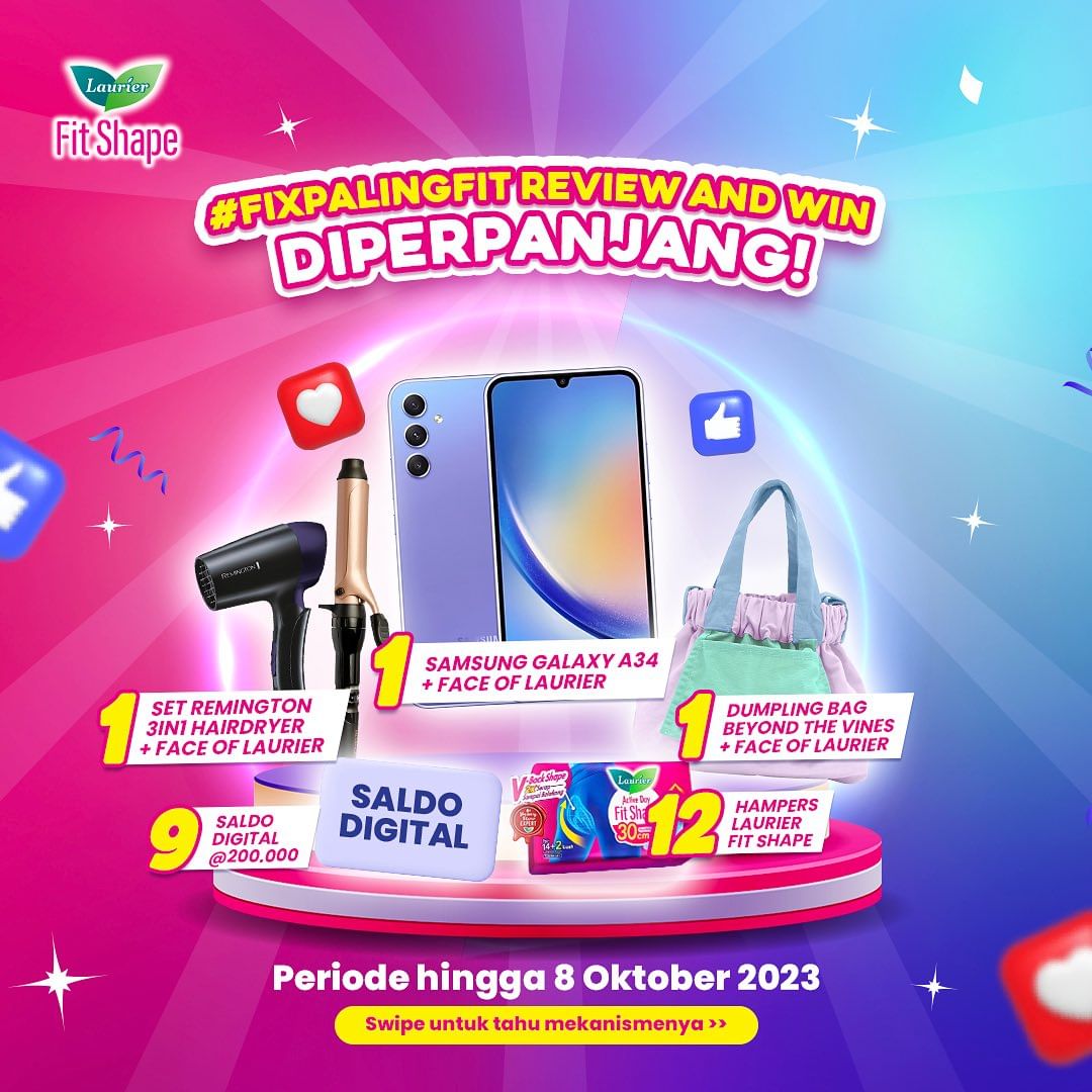 Lomba Review Laurier Fit Shape Berhadiah SAMSUNG A34, dll