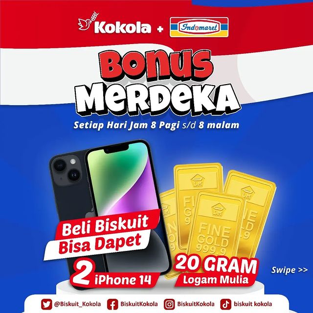 Undian Kokola Bonus Merdeka Berhadiah Emas Total 20 Gram