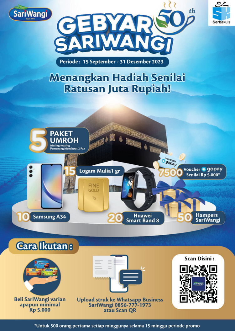 Gebyar Undian SariWangi 50 Tahun Total Hadiah Ratusan Juta