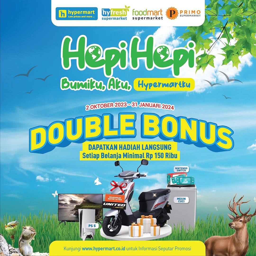 Undian Hepi Hepi Hypermart Berhadiah Motor Listrik, PS5, TV, dll