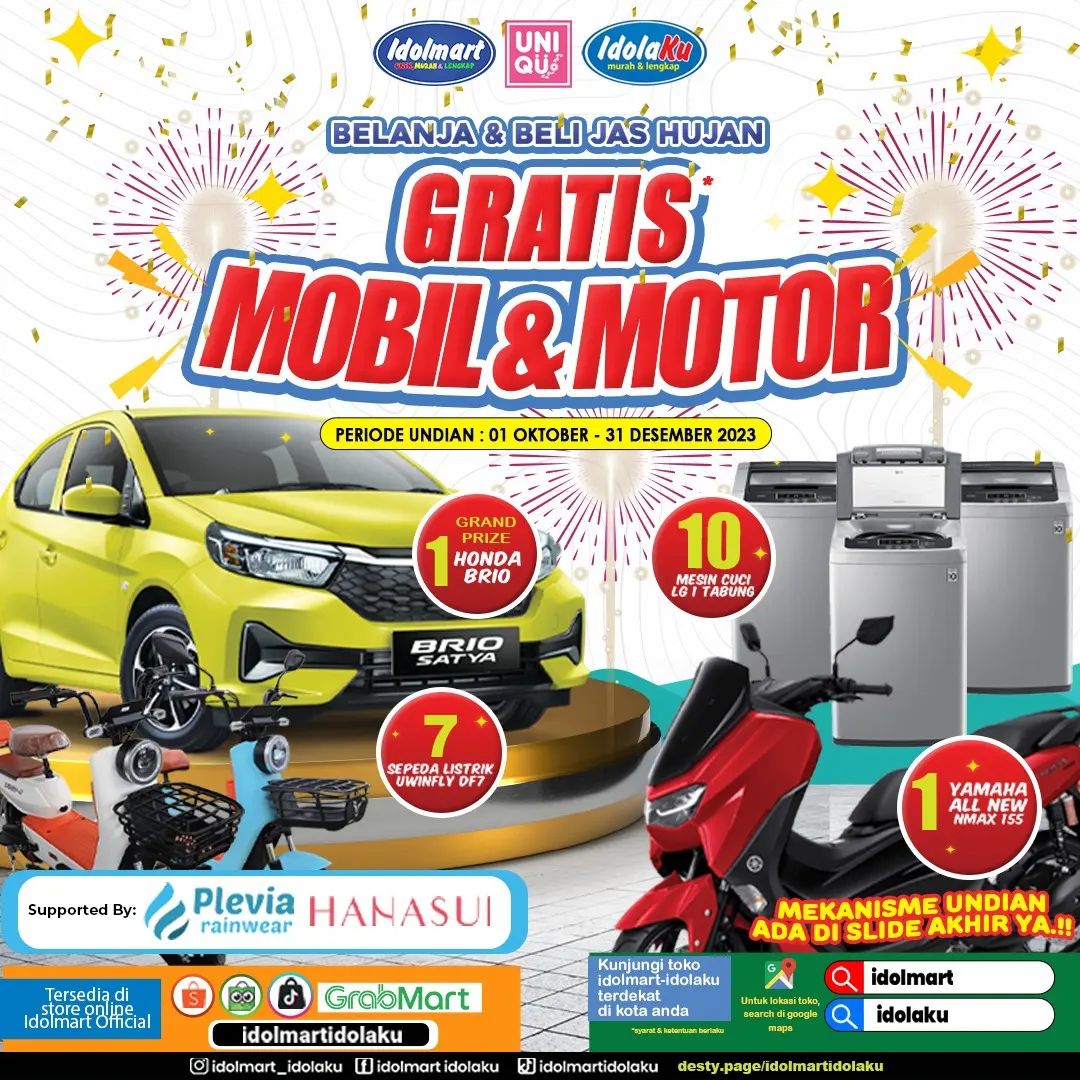 Undian Idolmart 2023 Berhadiah Mobil Honda Brio & Yamaha Nmax