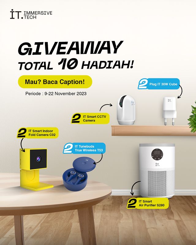 Kuis IT (Immersive Tech) Berhadiah Air Purifier, TWS, Kamera, dll