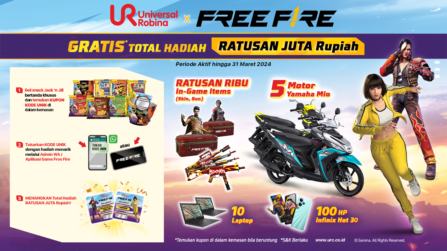 Promo Jack 'n Jill x FreeFire Berhadiah Langsung Total Ratusan Juta