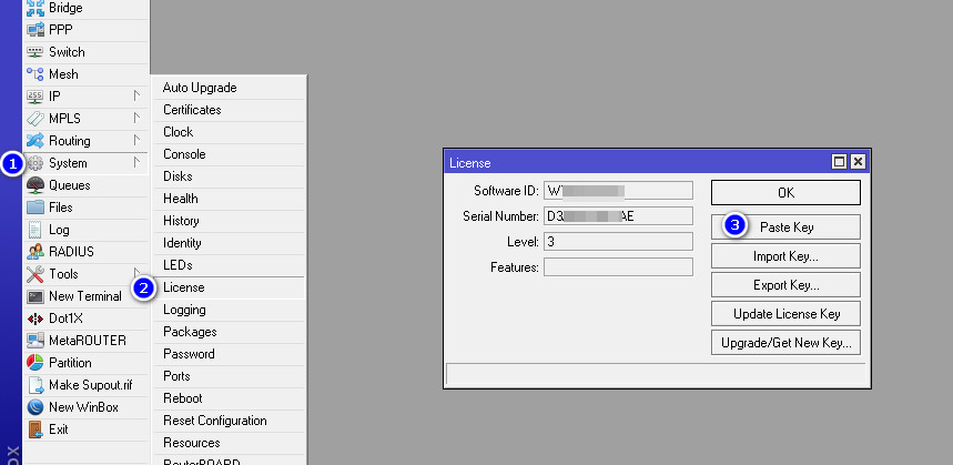 cara paste key lisensi mikrotik