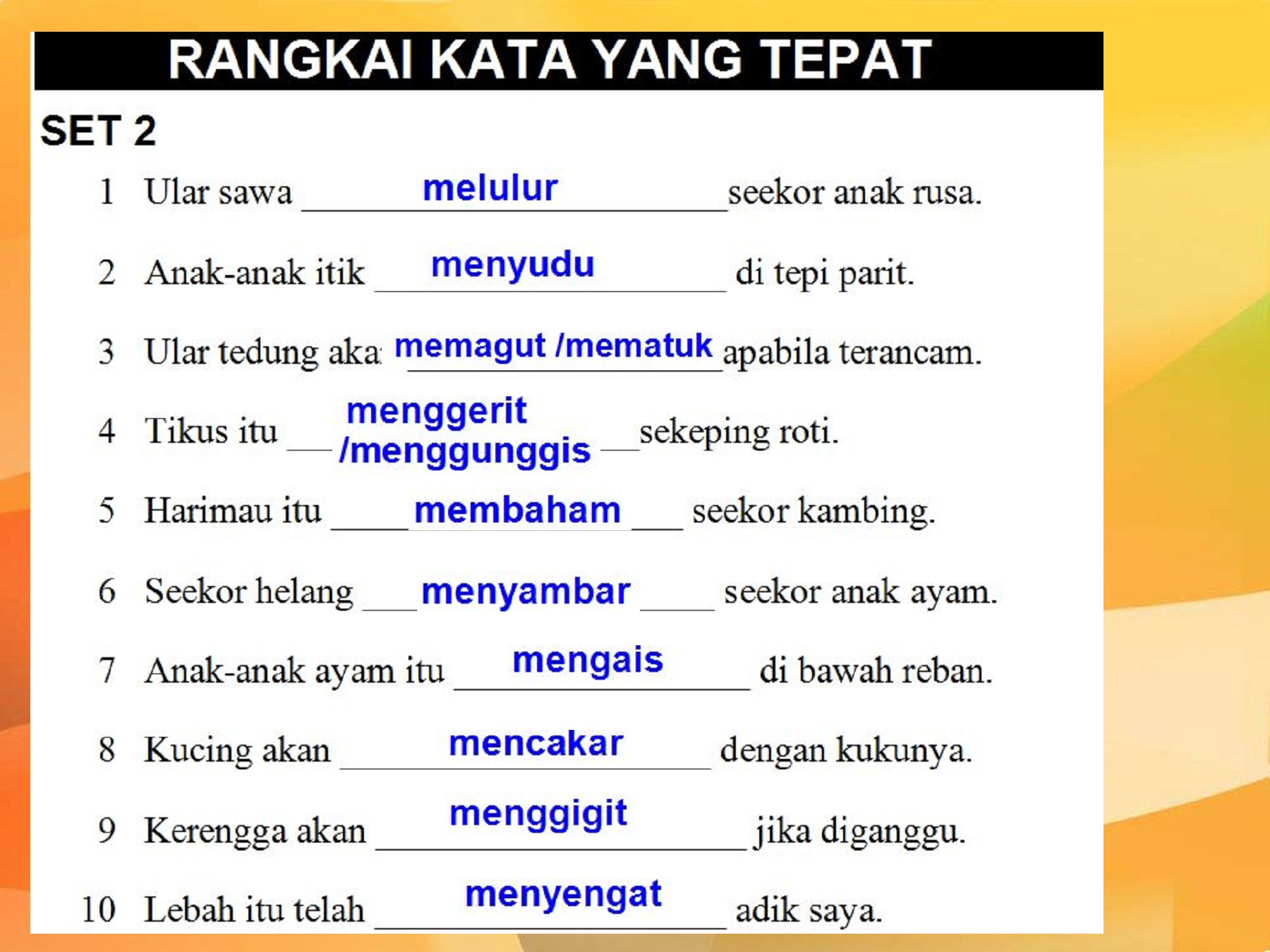 Menggunakan Kosakata dalam Konteks