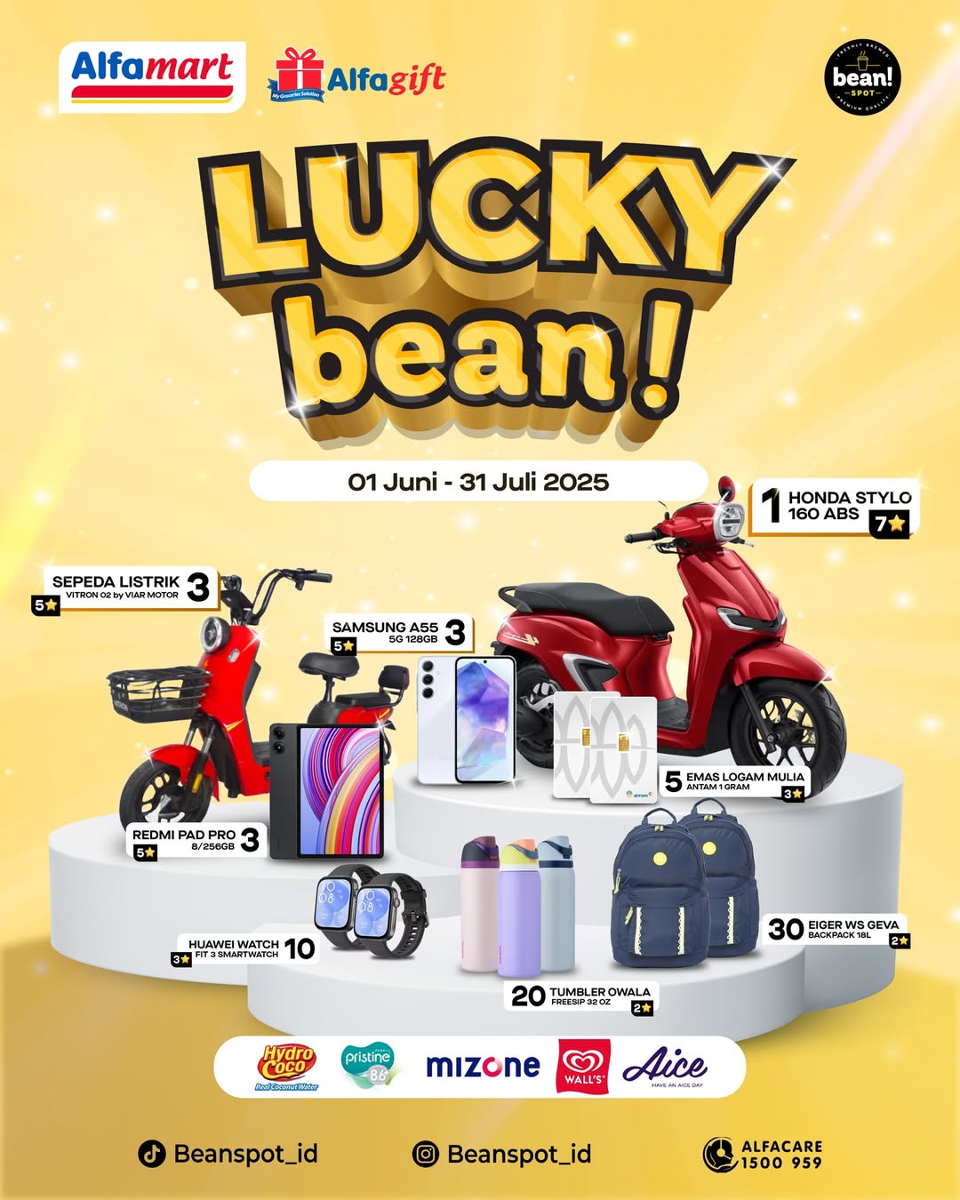 Undian Alfamart Lucky bean! Berhadiah HONDA STYLO 160 ABS