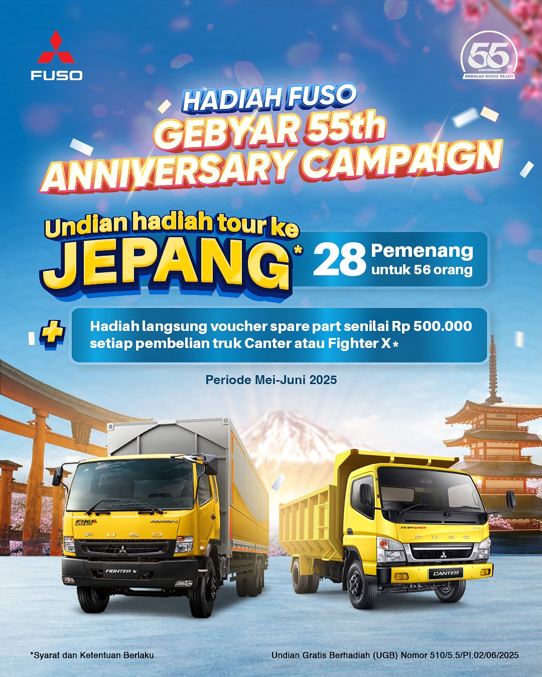 Undian Gebyar 55th FUSO Berhadiah 28 Paket Tour ke Jepang