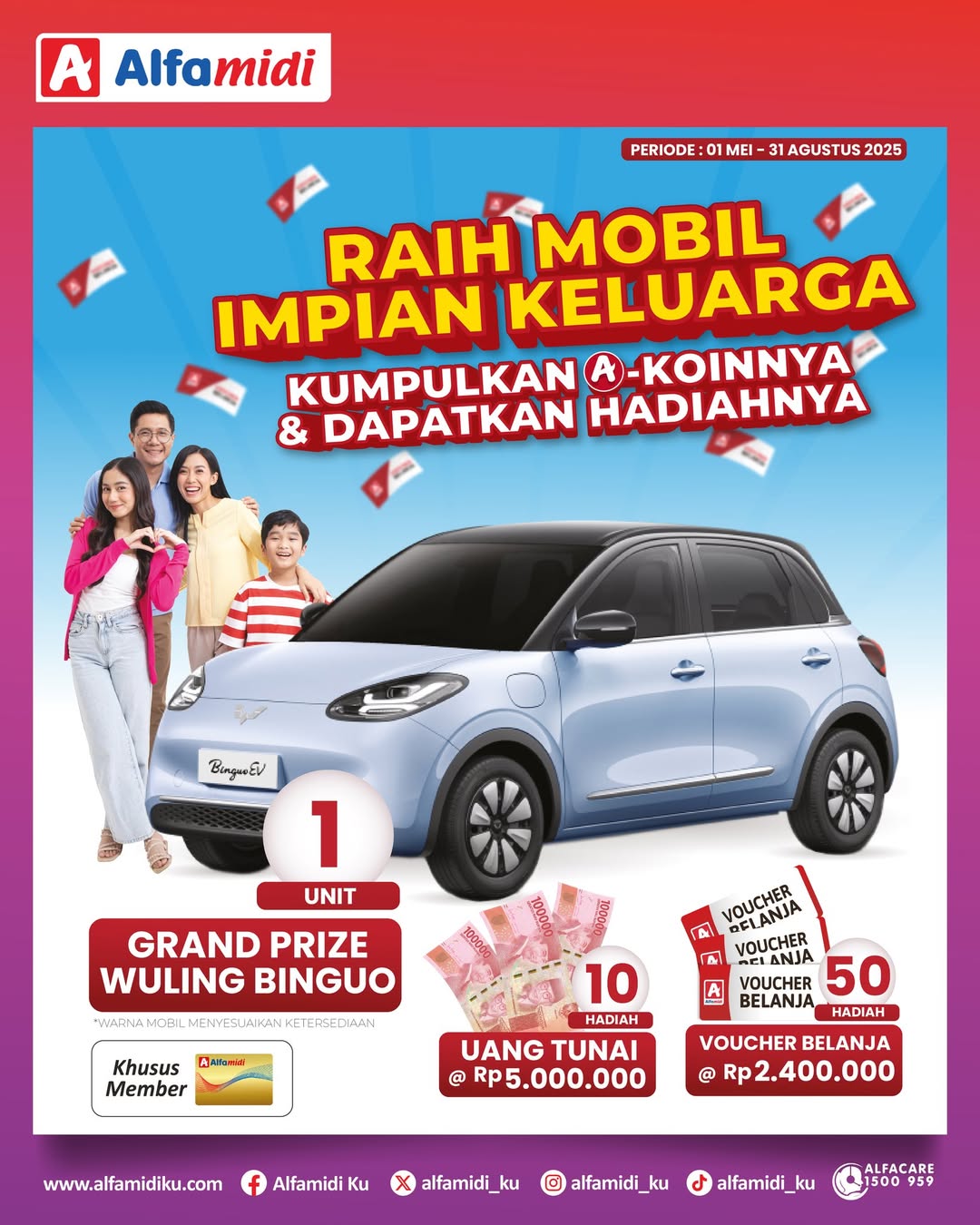 Undian Alfamidi Raih Mobil Listrik Impian Keluarga Wuling Binguo