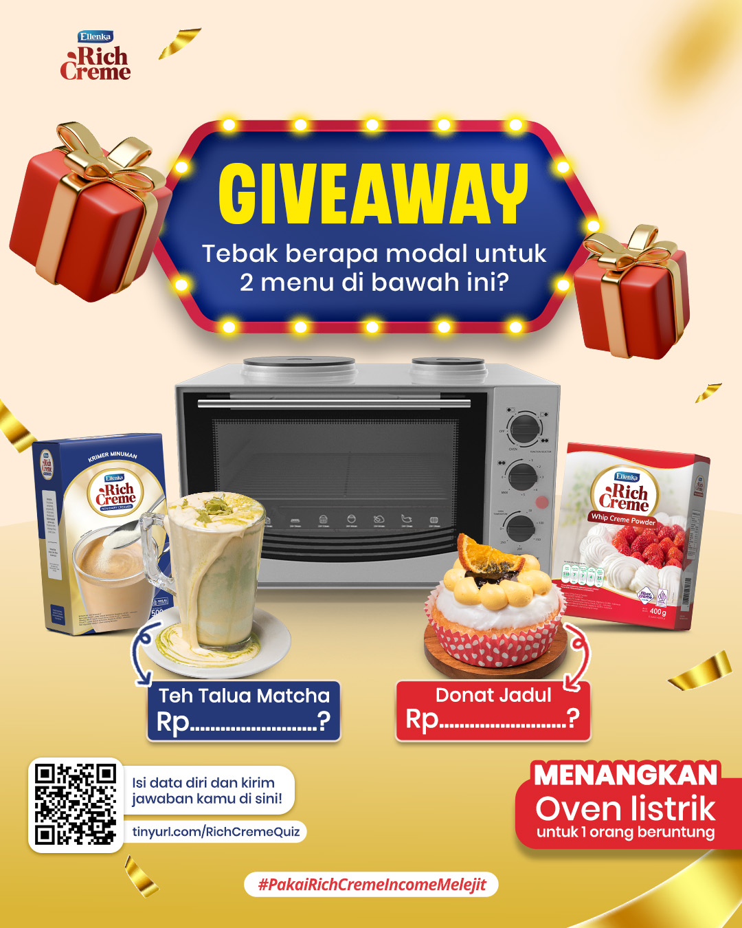 Giveaway RichCreme Tebak Modal Berhadiah Oven Listrik