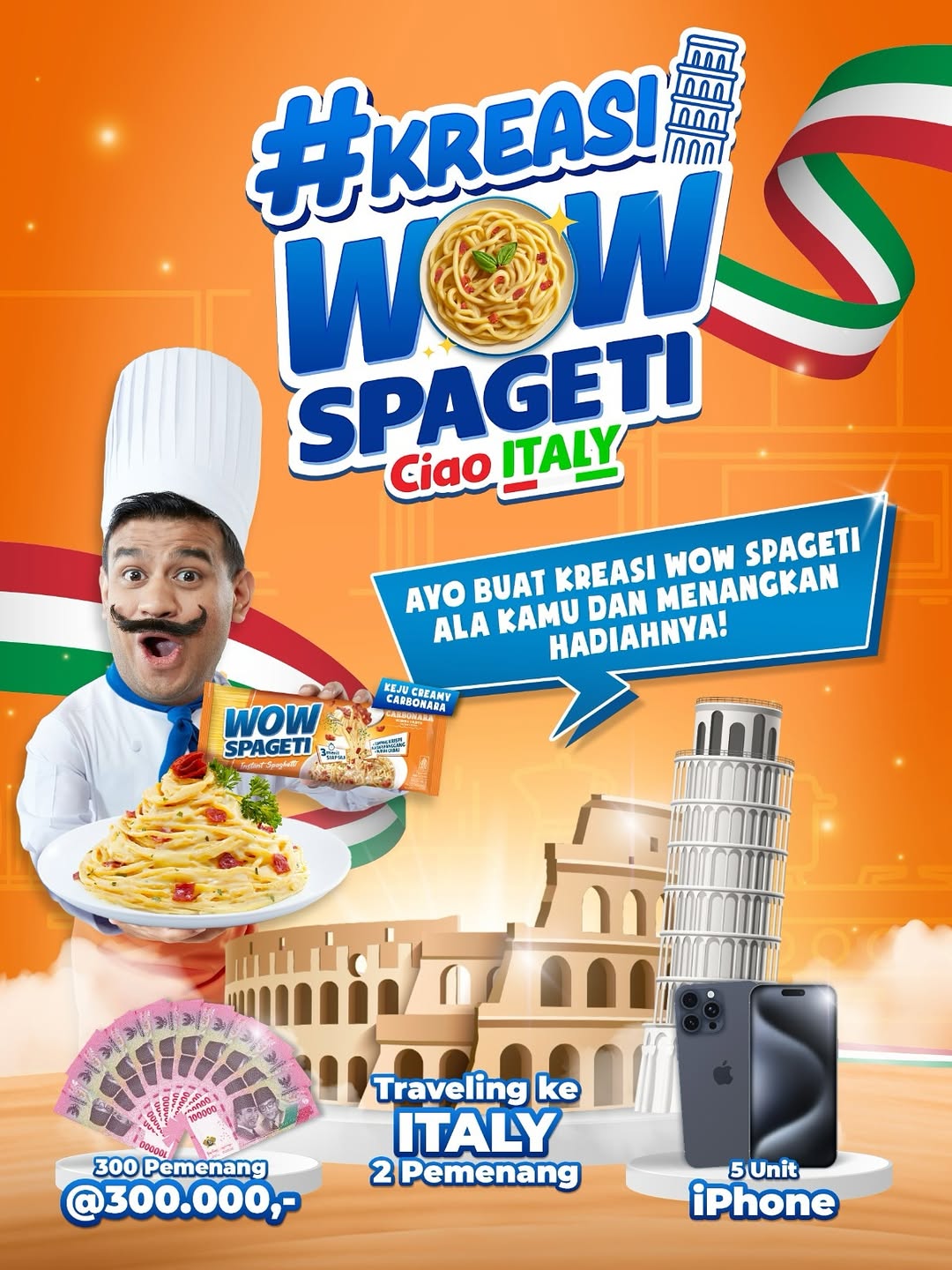 Lomba Kreasi Wow Spageti Berhadiah Trip ke Itali, iPhone & Uang