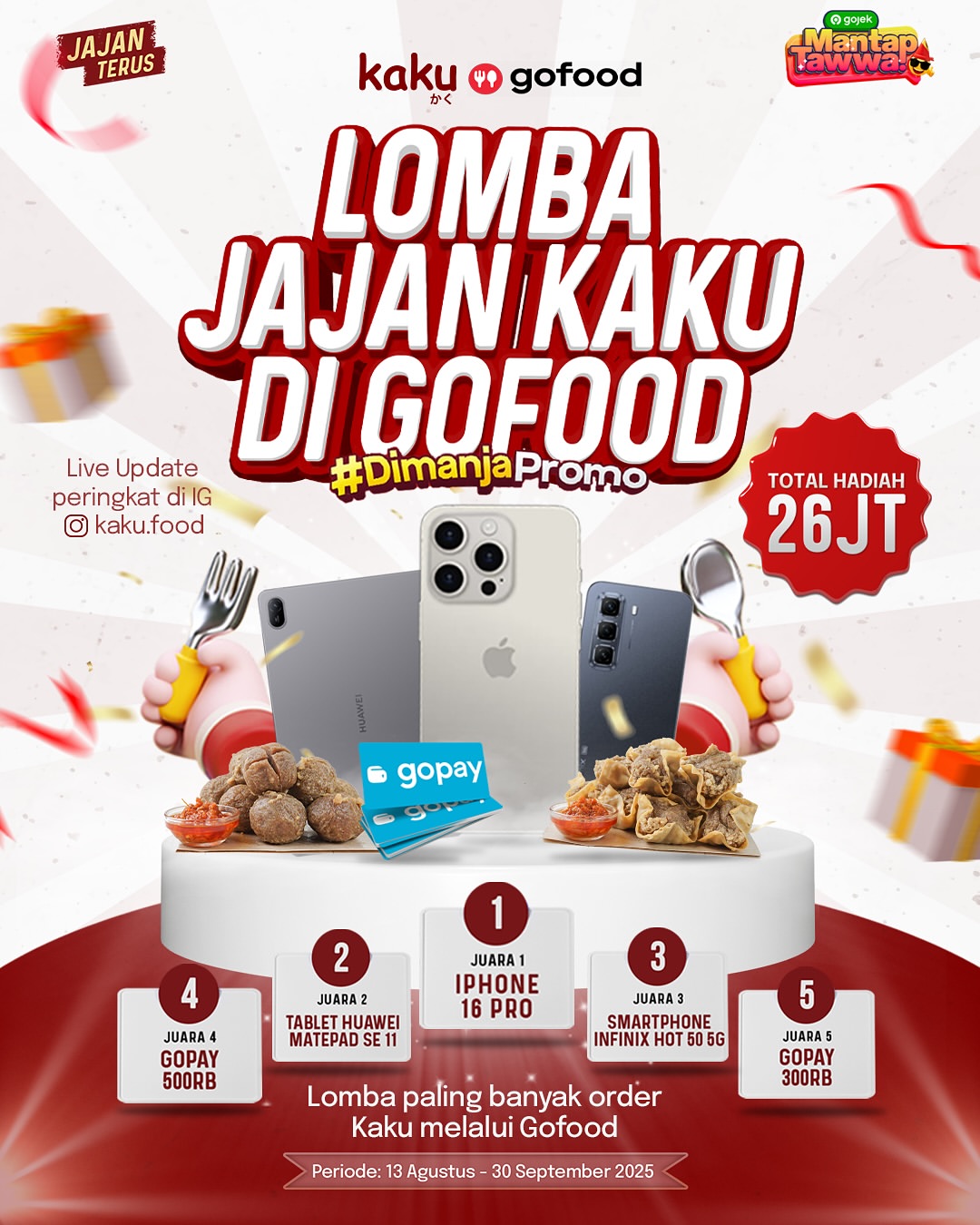 Lomba Poin Jajan Kaku di GoFood Berhadiah iPhone 16 PRO
