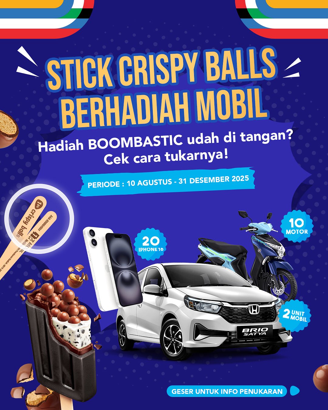 Undian Stick Es Krim Aice Crispy Balls Hadiah 2 Mobil Honda BRIO