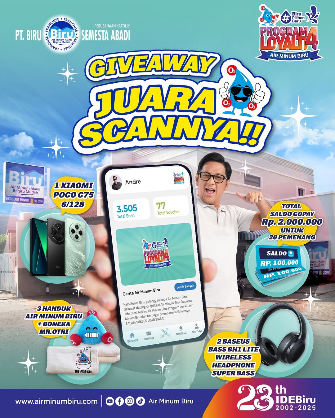 Giveaway Juara Scan Air Minum Biru Berhadiah HP Xiaomi POCO C75