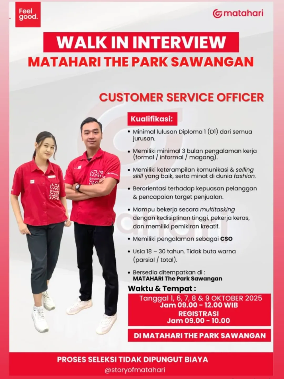 Loker Matahari The Park Sawangan - CS OFFICER