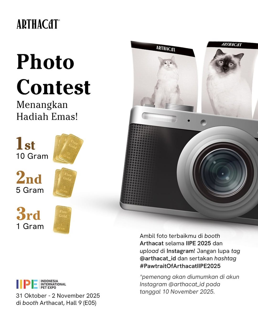 Lomba Foto Pawtrait Of Arthacat di IIPE 2025 Hadiah Emas 16 Gram