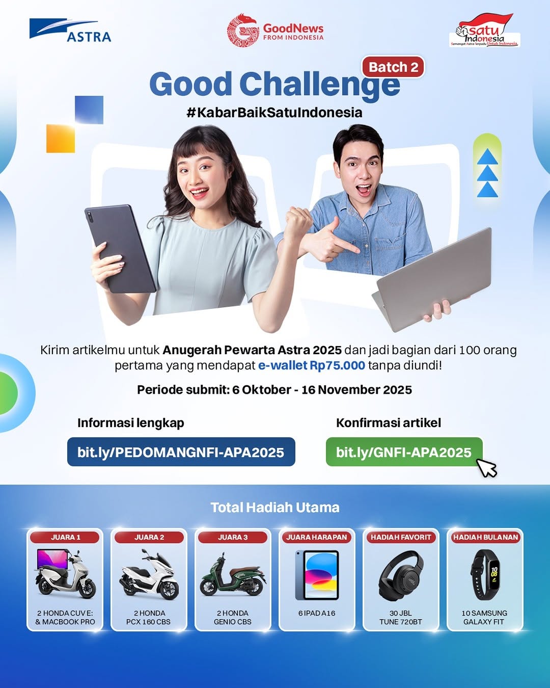 Lomba Menulis Good Challenge Batch 2 Berhadiah Honda CUV E: