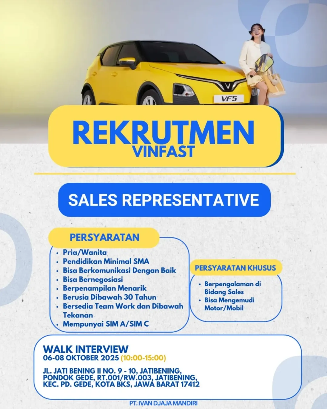 Lowongan Kerja Sales Representative di VinFast!