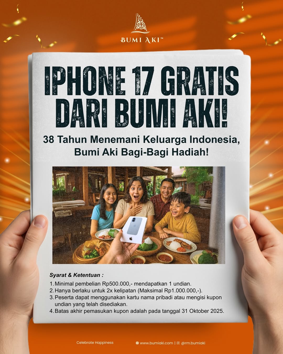 Rayakan 38 Tahun Bumi Aki Dengan Ikut Undian iPhone 17 Gratis!