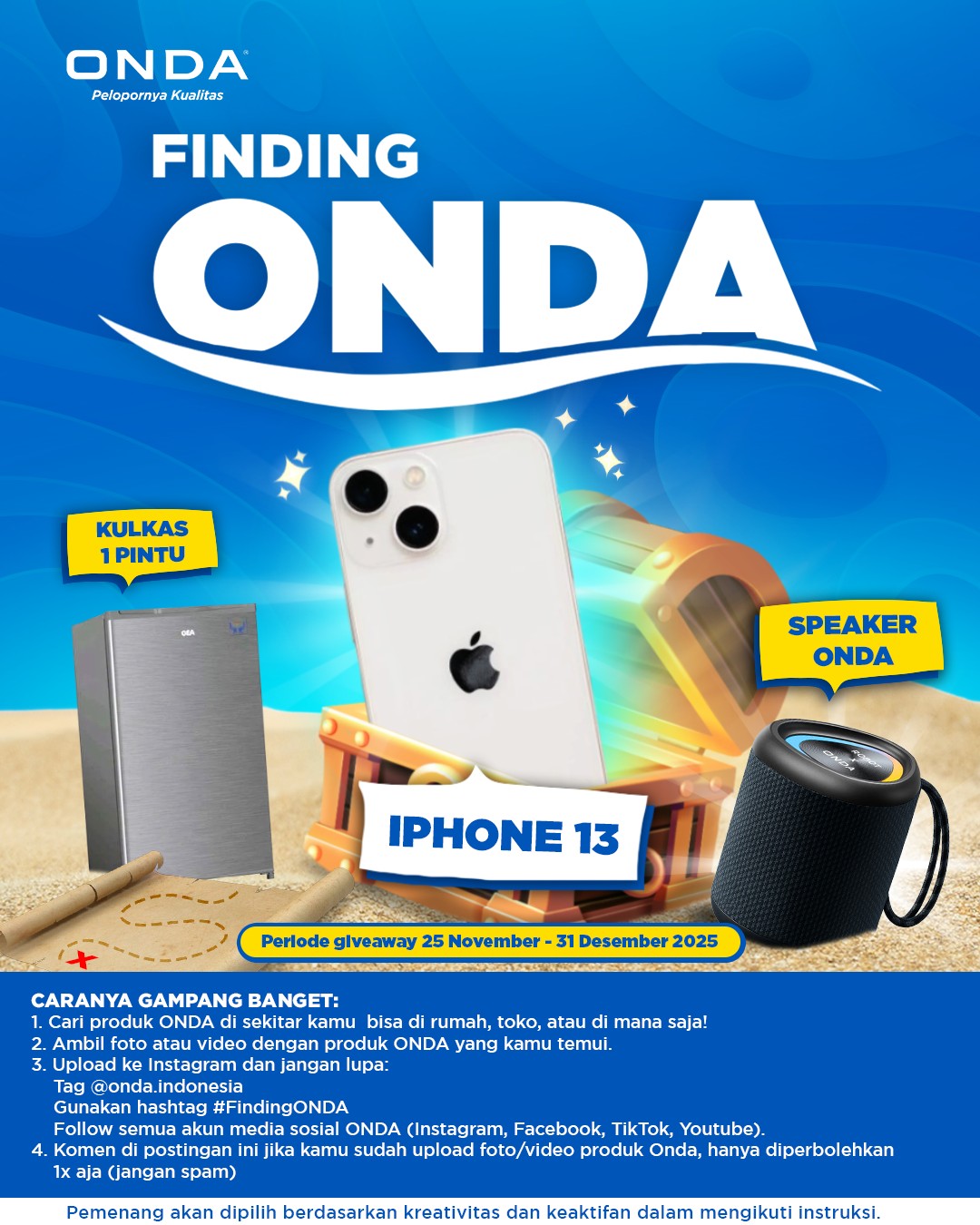 Challenge Finding Onda Berhadiah iPhone 13, Kulkas & Speaker