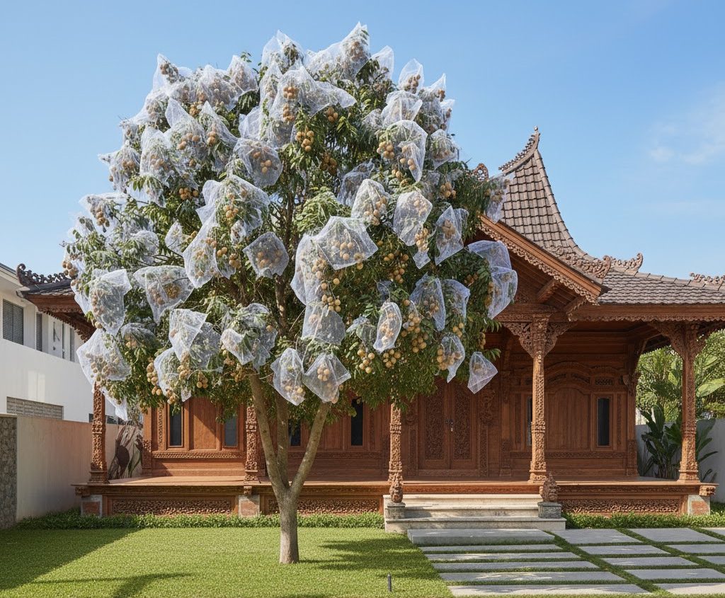 Tanaman Buah Kelengkeng didepan rumah joglo