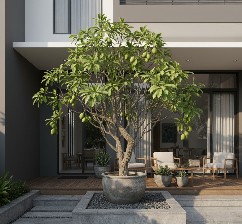 Tanaman buah kedondong diteras rumah