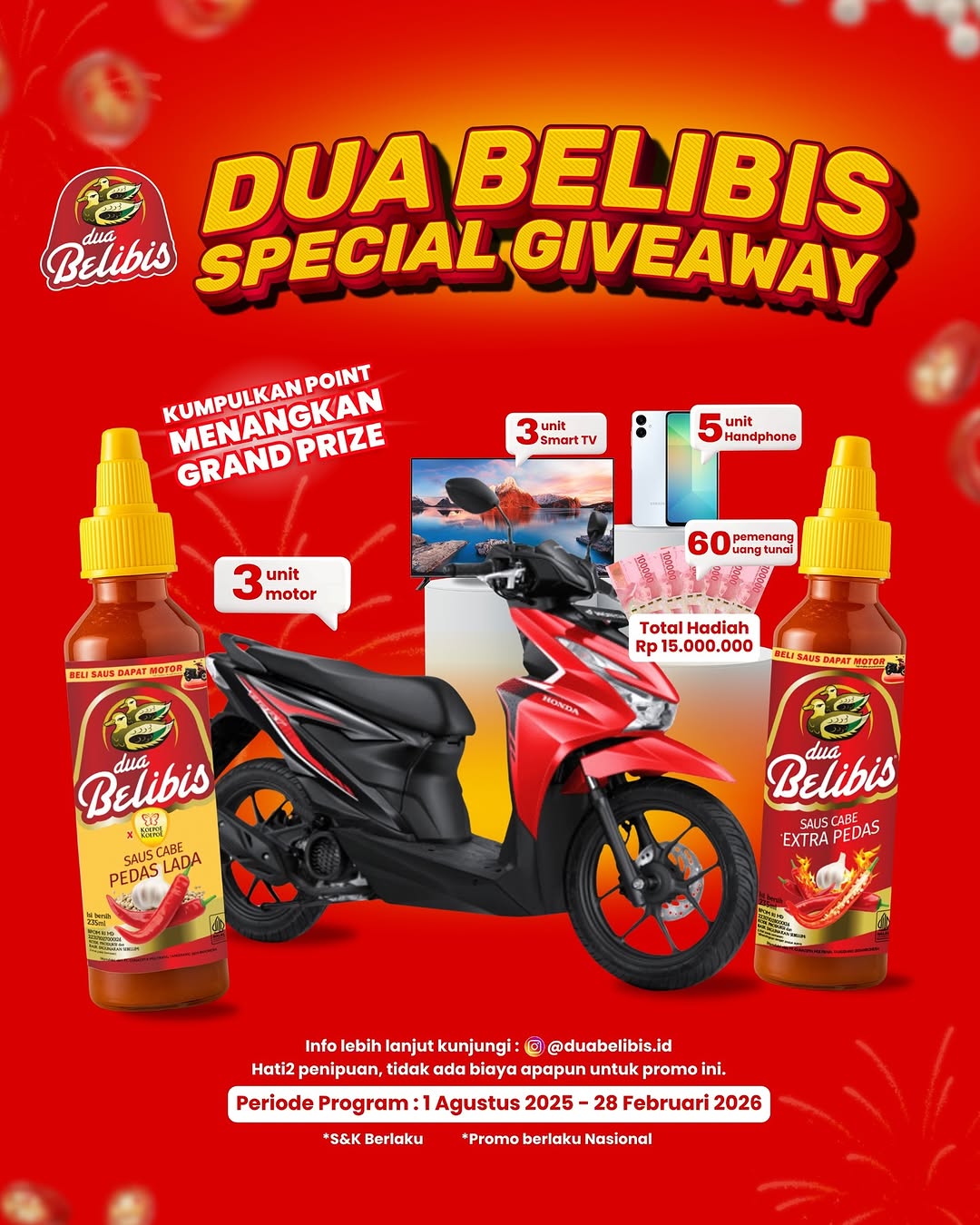 Undian Dua Belibis Special Giveaway Berhadiah 3 Motor