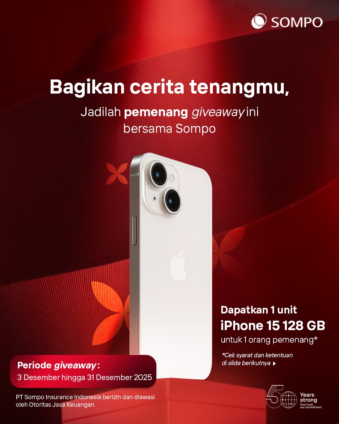 Giveaway Cerita Tenang Ada Sompo Berhadiah iPhone 15