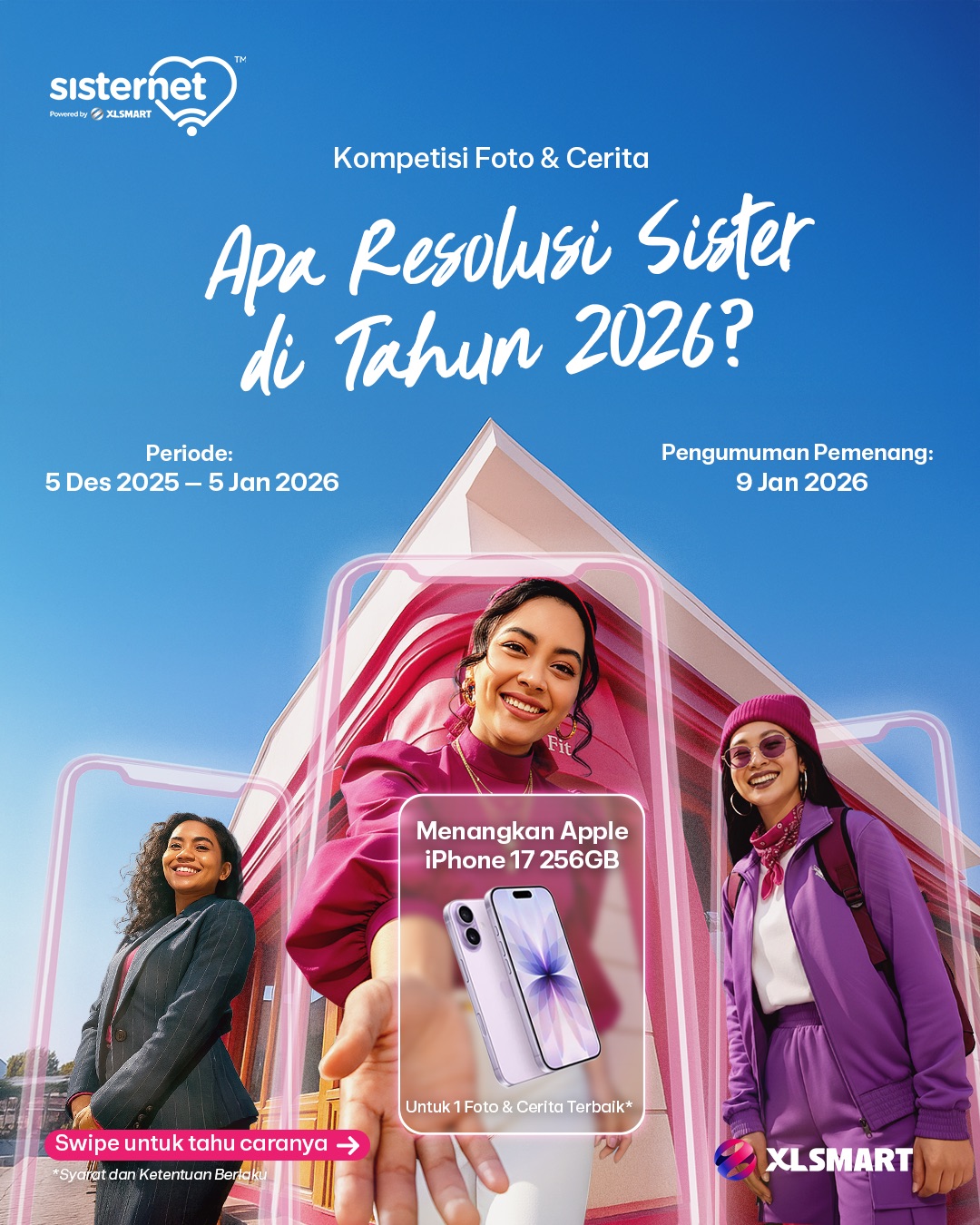 Lomba Resolusi 2026 Sisternet Berhadiah iPhone 17 256GB!