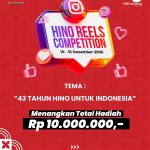Lomba Video Reels 43 Tahun Hino Berhadiah Total 10 Juta Rupiah